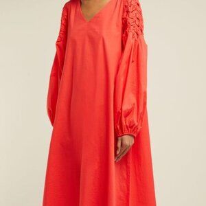 --SOLD on noishaf--Merlette Balboa A-Line V-Neck Midi Puff Sleeve Smocked Dress